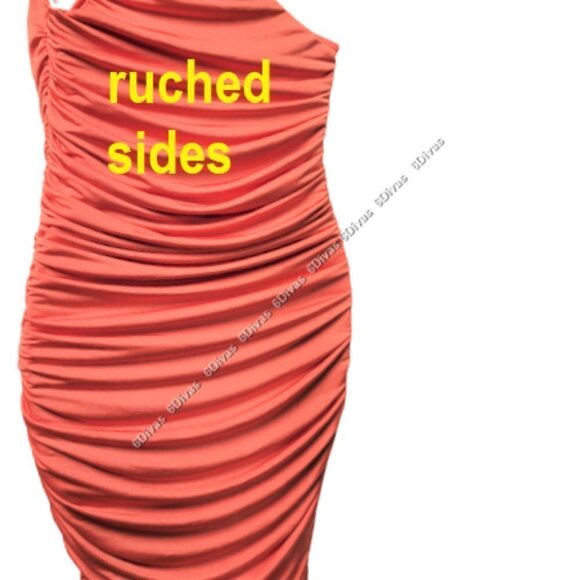 SEXY orange one shoulder figure hugging cocktail tight dress size M - Picture 6 of 12